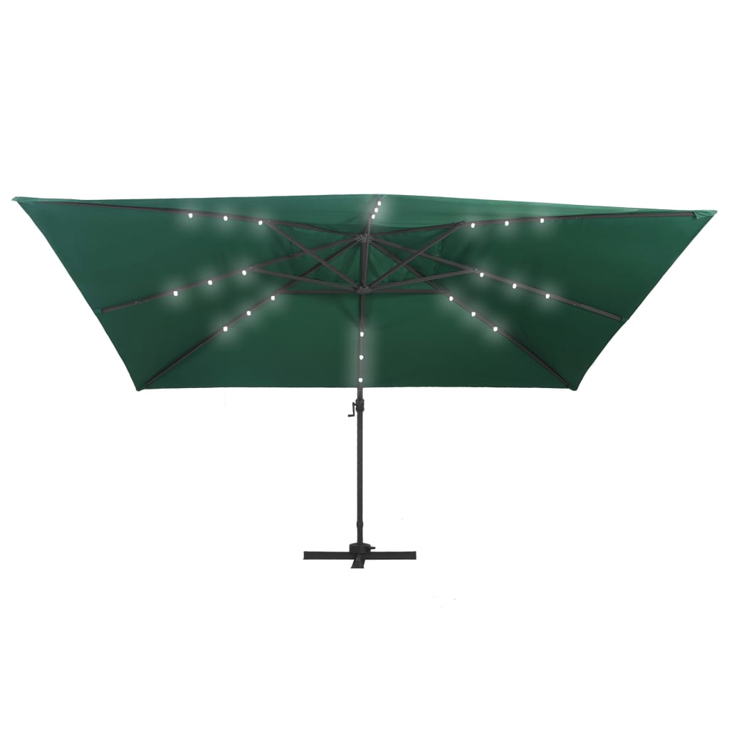 Ampelschirm mit LED-Beleuchtung Alu-Mast 400x300 cm Sandweiß
