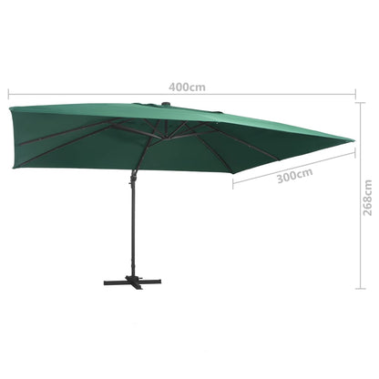 Ampelschirm mit LED-Beleuchtung Alu-Mast 400x300 cm Sandweiß