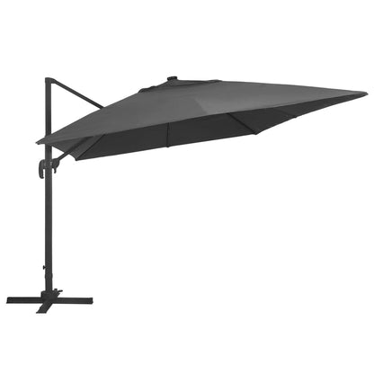Ampelschirm mit LED-Beleuchtung Alu-Mast 400x300 cm Sandweiß