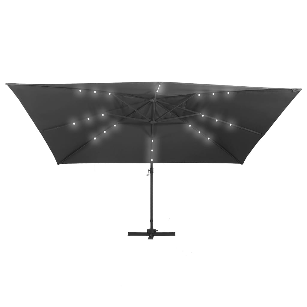 Ampelschirm mit LED-Beleuchtung Alu-Mast 400x300 cm Sandweiß