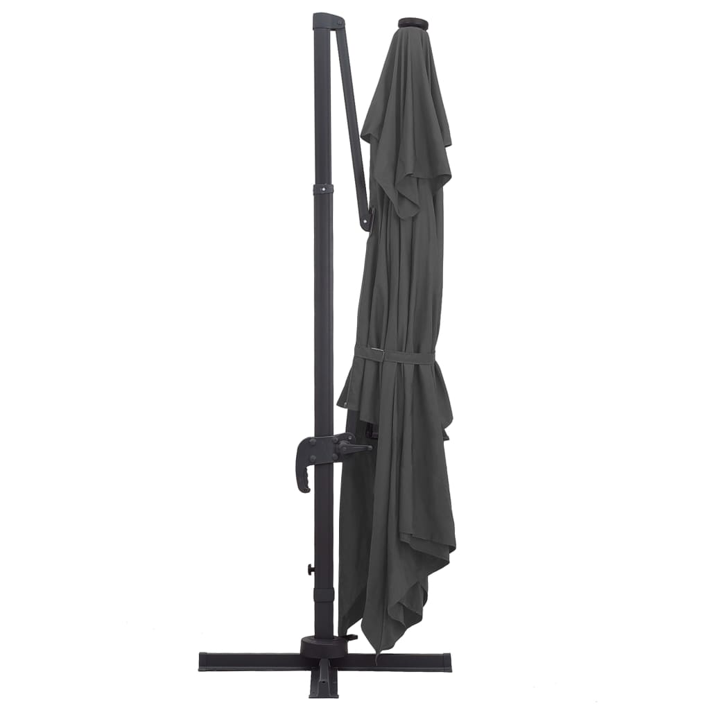 Ampelschirm mit LED-Beleuchtung Alu-Mast 400x300 cm Sandweiß