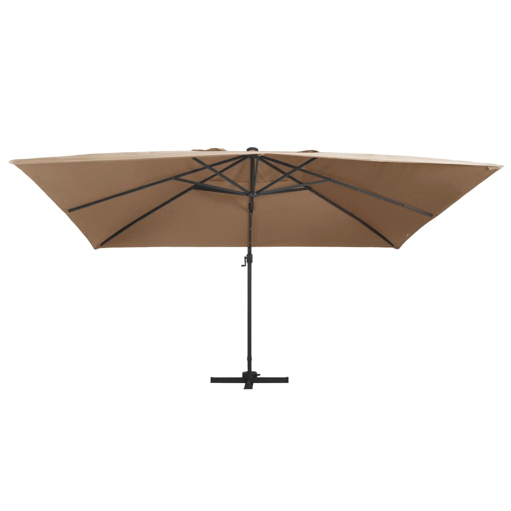 Ampelschirm mit LED-Beleuchtung Alu-Mast 400x300 cm Sandweiß