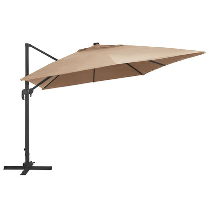 Ampelschirm mit LED-Beleuchtung Alu-Mast 400x300 cm Sandweiß