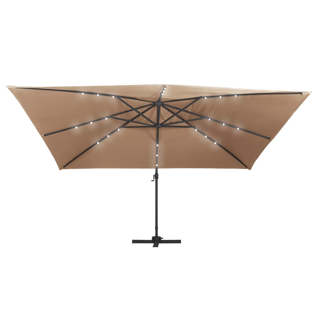 Ampelschirm mit LED-Beleuchtung Alu-Mast 400x300 cm Sandweiß