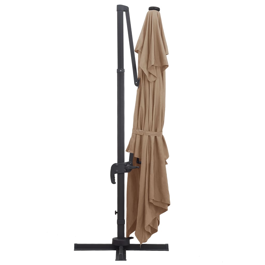 Ampelschirm mit LED-Beleuchtung Alu-Mast 400x300 cm Sandweiß