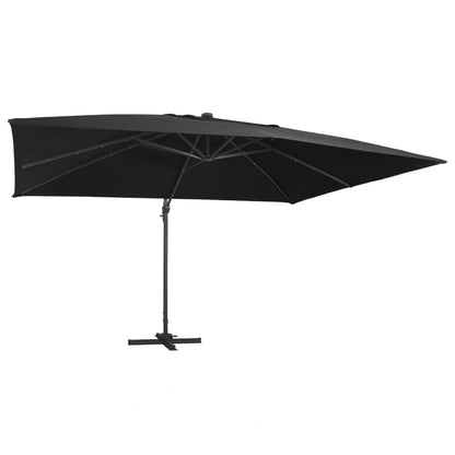 Ampelschirm mit LED-Beleuchtung Alu-Mast 400x300 cm Sandweiß