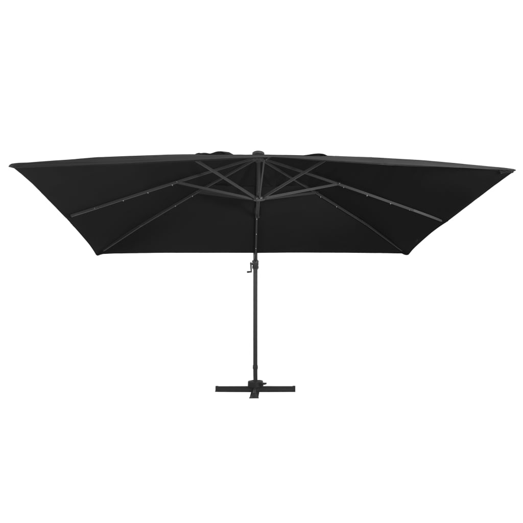 Ampelschirm mit LED-Beleuchtung Alu-Mast 400x300 cm Sandweiß