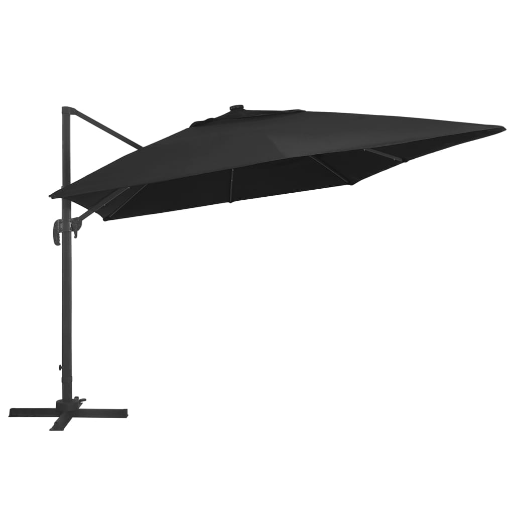 Ampelschirm mit LED-Beleuchtung Alu-Mast 400x300 cm Sandweiß