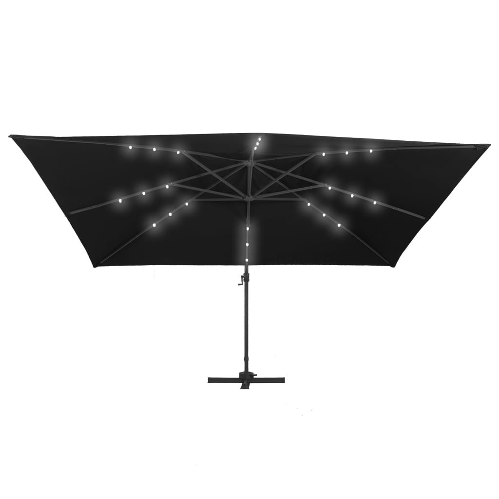 Ampelschirm mit LED-Beleuchtung Alu-Mast 400x300 cm Sandweiß