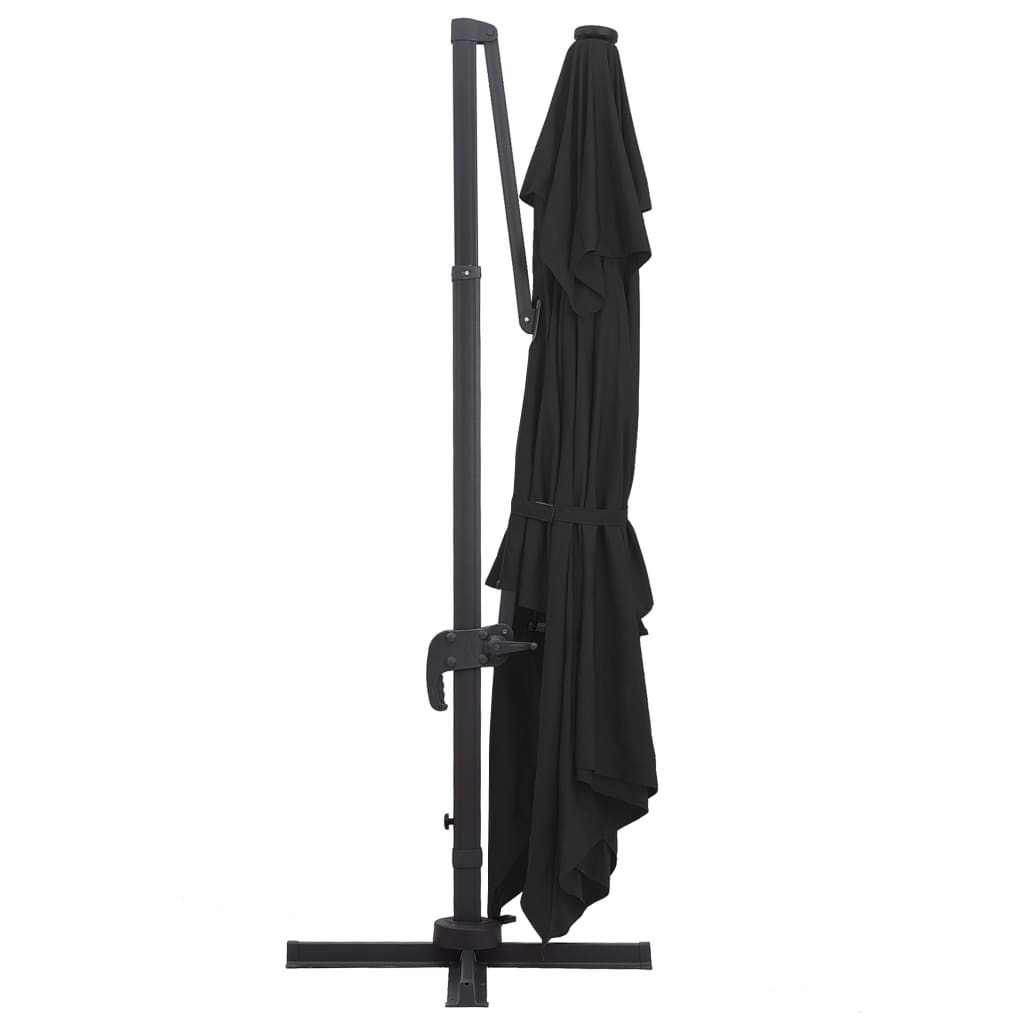 Ampelschirm mit LED-Beleuchtung Alu-Mast 400x300 cm Sandweiß