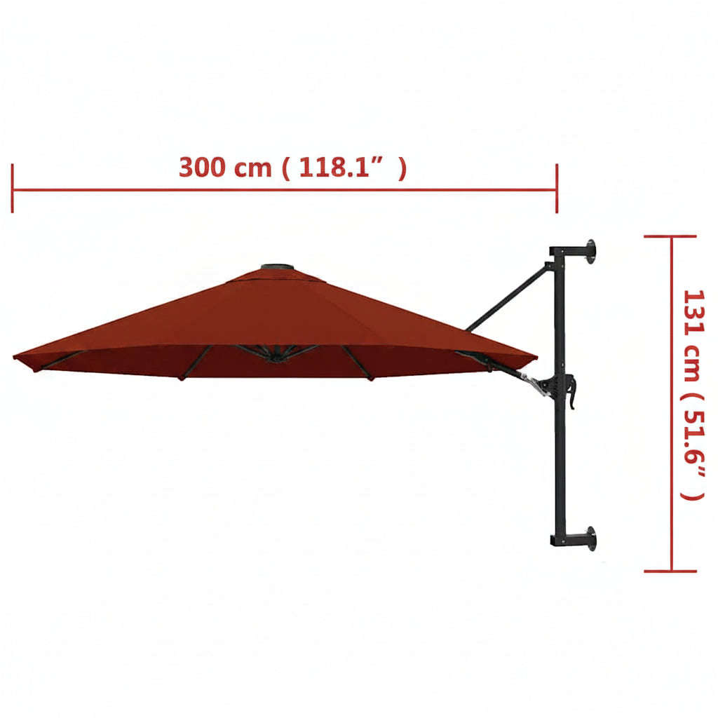 Sonnenschirm Zur Wandmontage Mit Metall-Mast 300 Cm