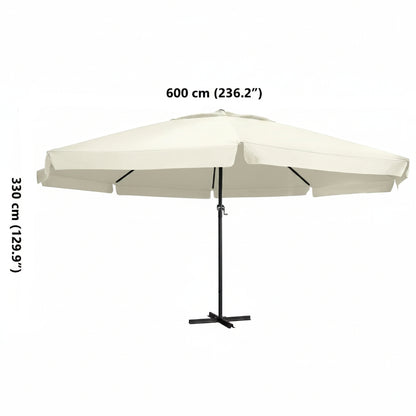 Sonnenschirm mit Aluminium-Mast 600 cm Sandweiß