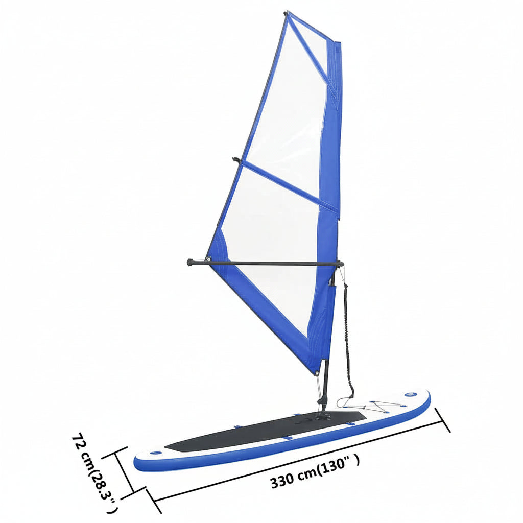 Aufblasbares SUP-Board mit Segel Set Blau und Weiß
