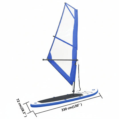 Aufblasbares SUP-Board mit Segel Set Blau und Weiß