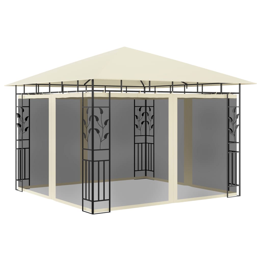 Pavillon mit Moskitonetz 4x3x2,73 m Creme 180 g/m²