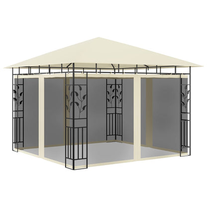 Pavillon mit Moskitonetz 4x3x2,73 m Creme 180 g/m²