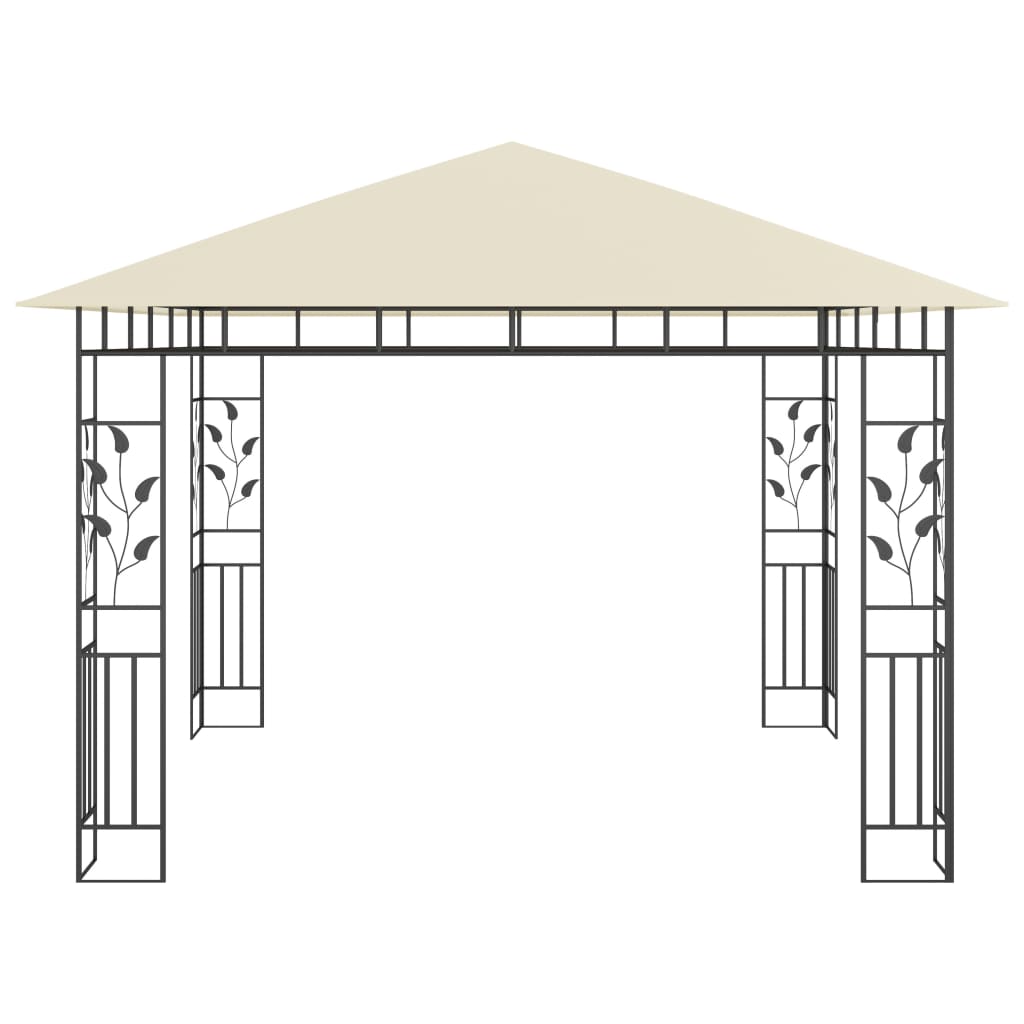 Pavillon mit Moskitonetz 4x3x2,73 m Creme 180 g/m²