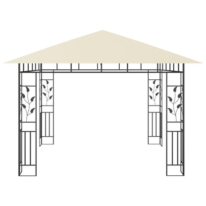 Pavillon mit Moskitonetz 4x3x2,73 m Creme 180 g/m²