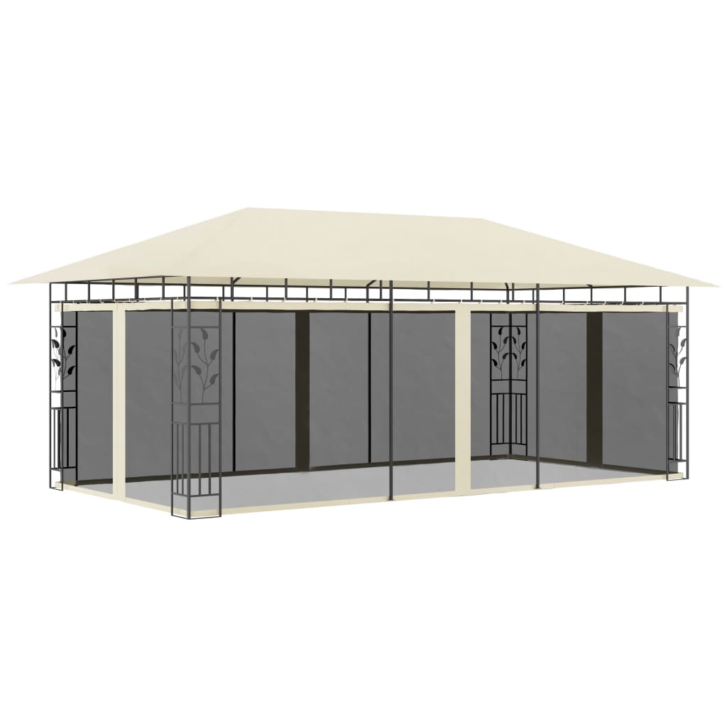 Pavillon mit Moskitonetz 4x3x2,73 m Creme 180 g/m²