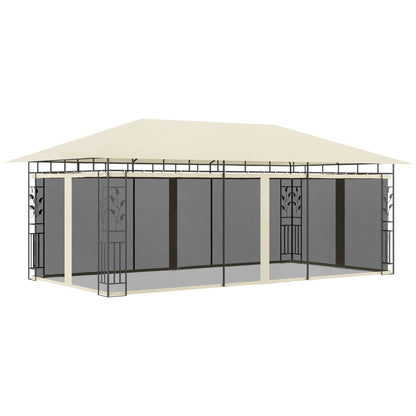 Pavillon mit Moskitonetz 4x3x2,73 m Creme 180 g/m²