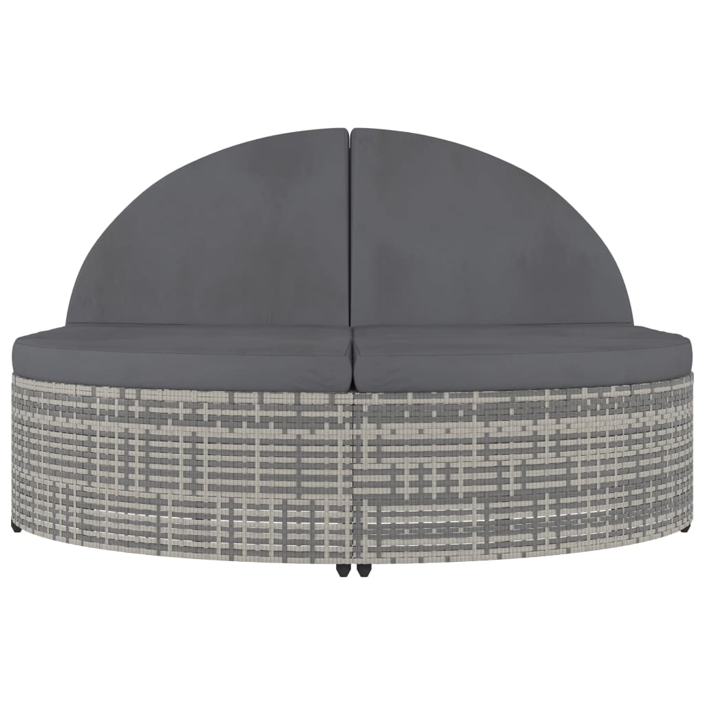 Doppel-Sonnenliege Mit Kissen Poly Rattan