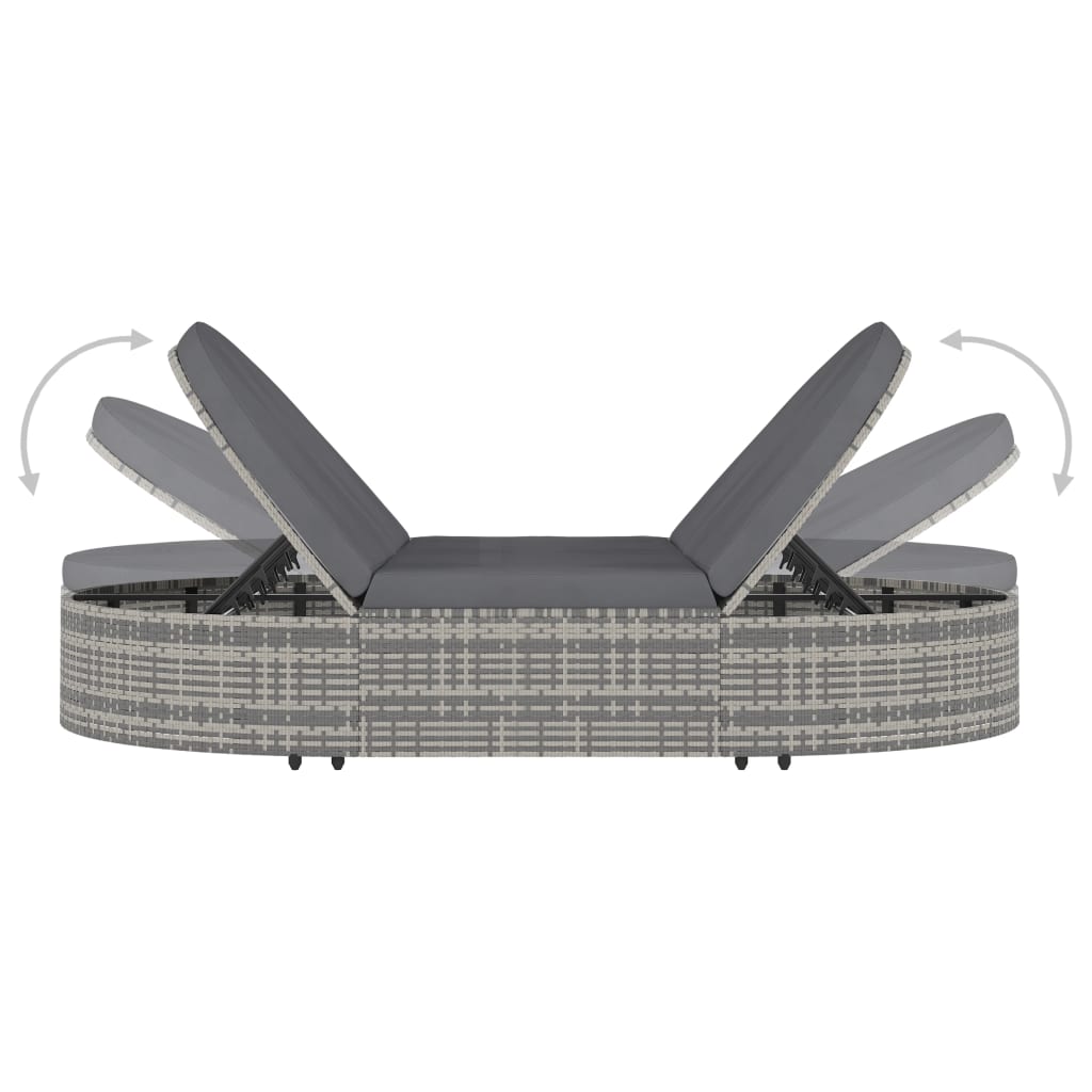 Doppel-Sonnenliege Mit Kissen Poly Rattan