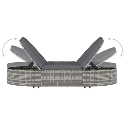Doppel-Sonnenliege Mit Kissen Poly Rattan