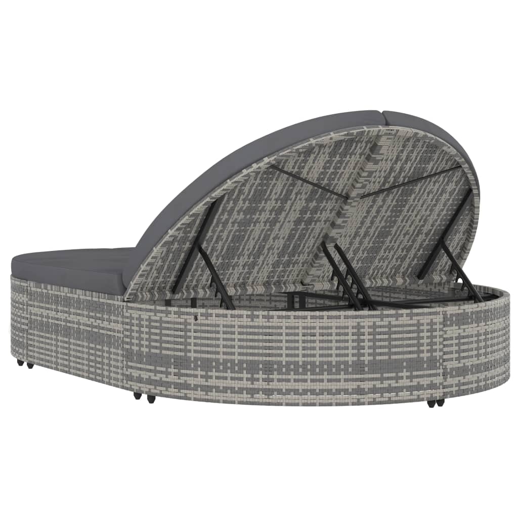Doppel-Sonnenliege Mit Kissen Poly Rattan