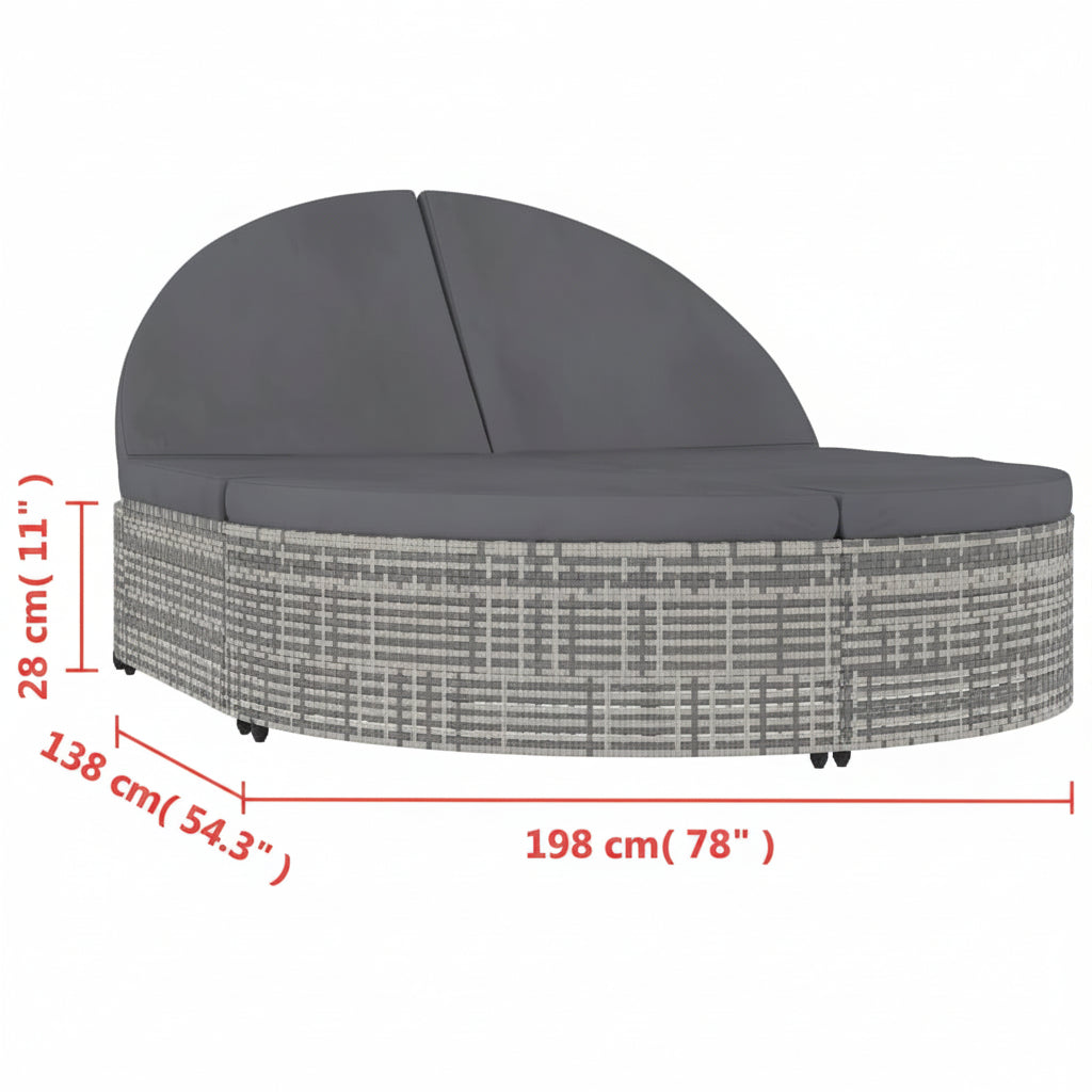Doppel-Sonnenliege Mit Kissen Poly Rattan