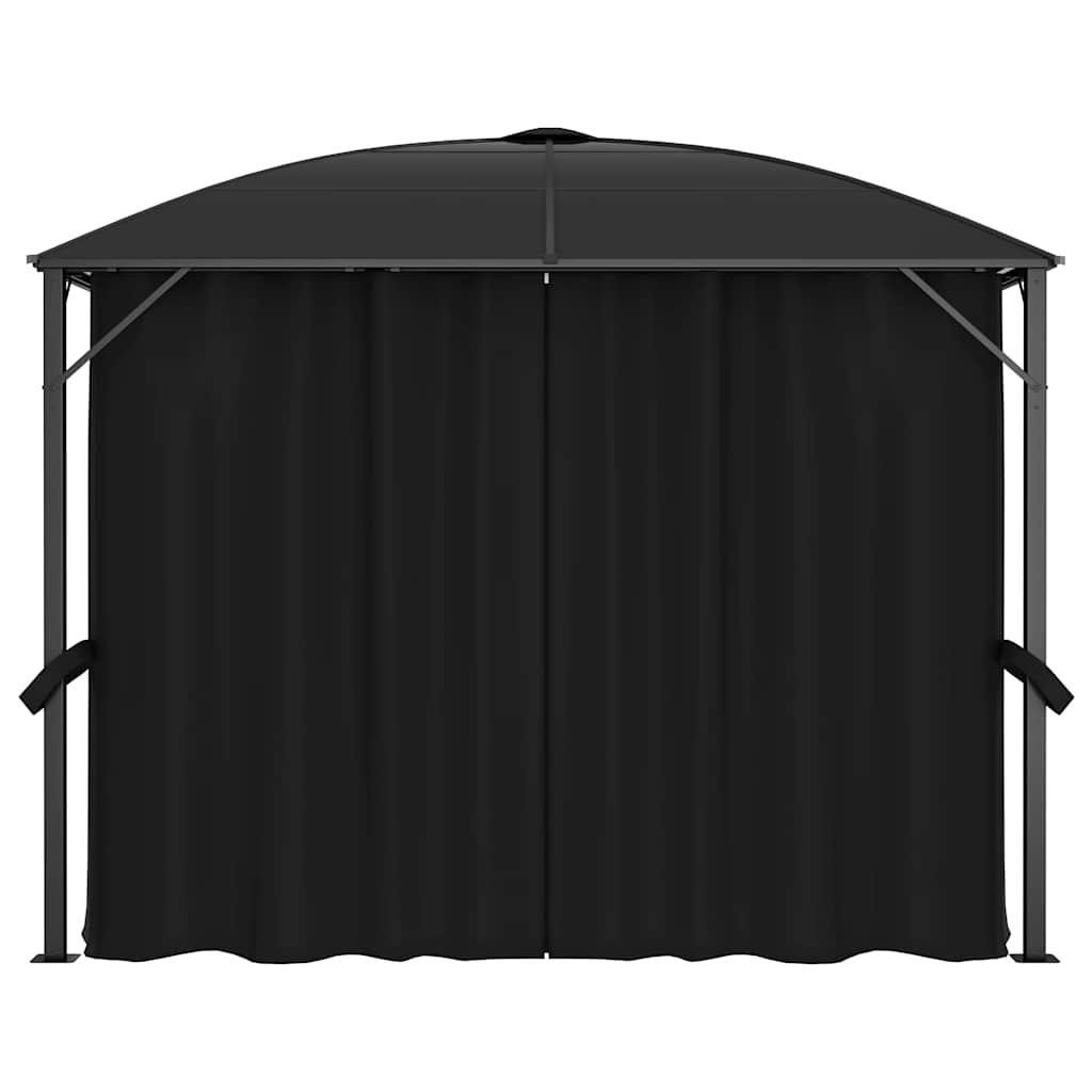 Pavillon mit Vorhängen 300 x 300 x 265 cm Anthrazit