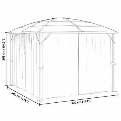 Pavillon mit Vorhängen 300 x 300 x 265 cm Anthrazit