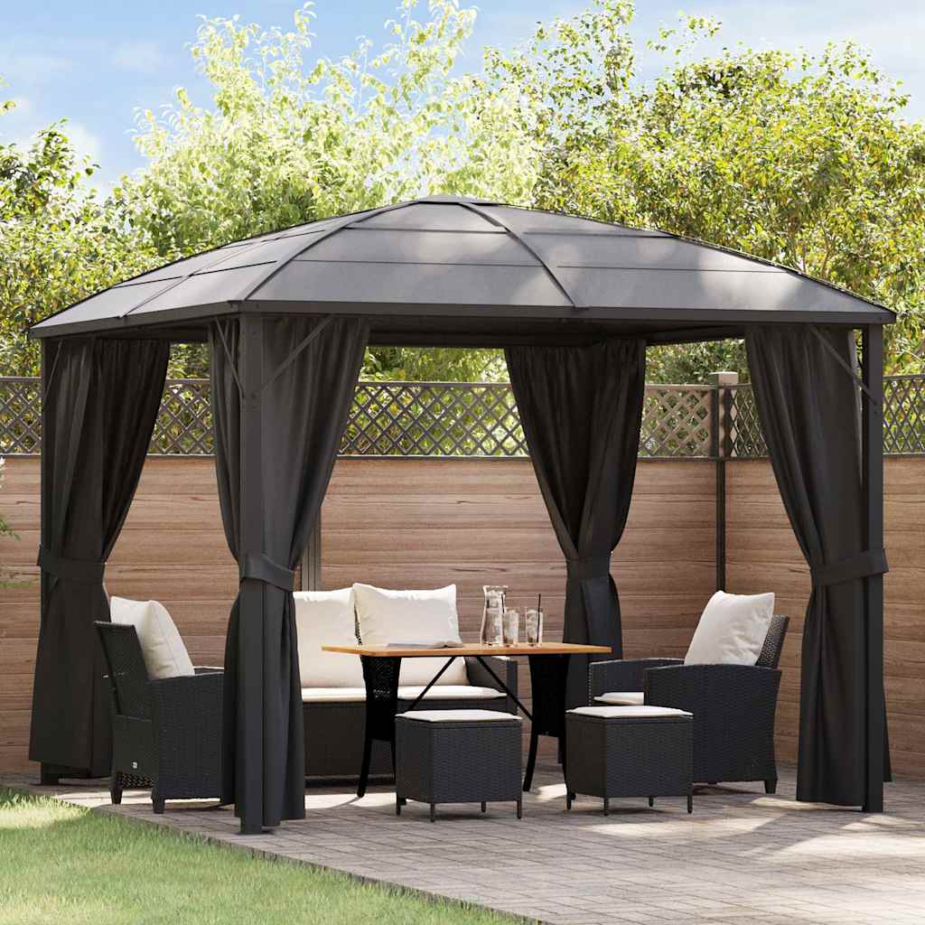 Pavillon mit Vorhängen 300 x 300 x 265 cm Anthrazit
