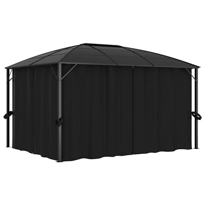 Pavillon mit Vorhängen 300 x 300 x 265 cm Anthrazit