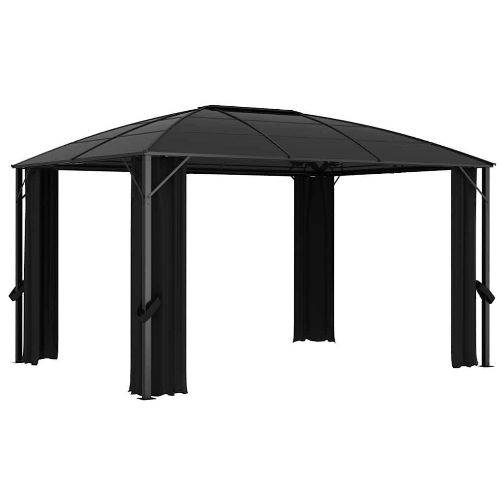 Pavillon mit Vorhängen 300 x 300 x 265 cm Anthrazit