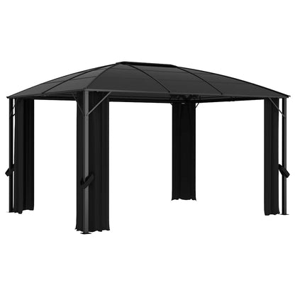 Pavillon mit Vorhängen 300 x 300 x 265 cm Anthrazit