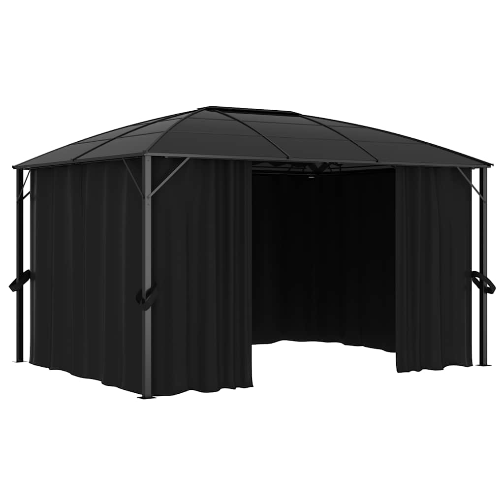 Pavillon mit Vorhängen 300 x 300 x 265 cm Anthrazit