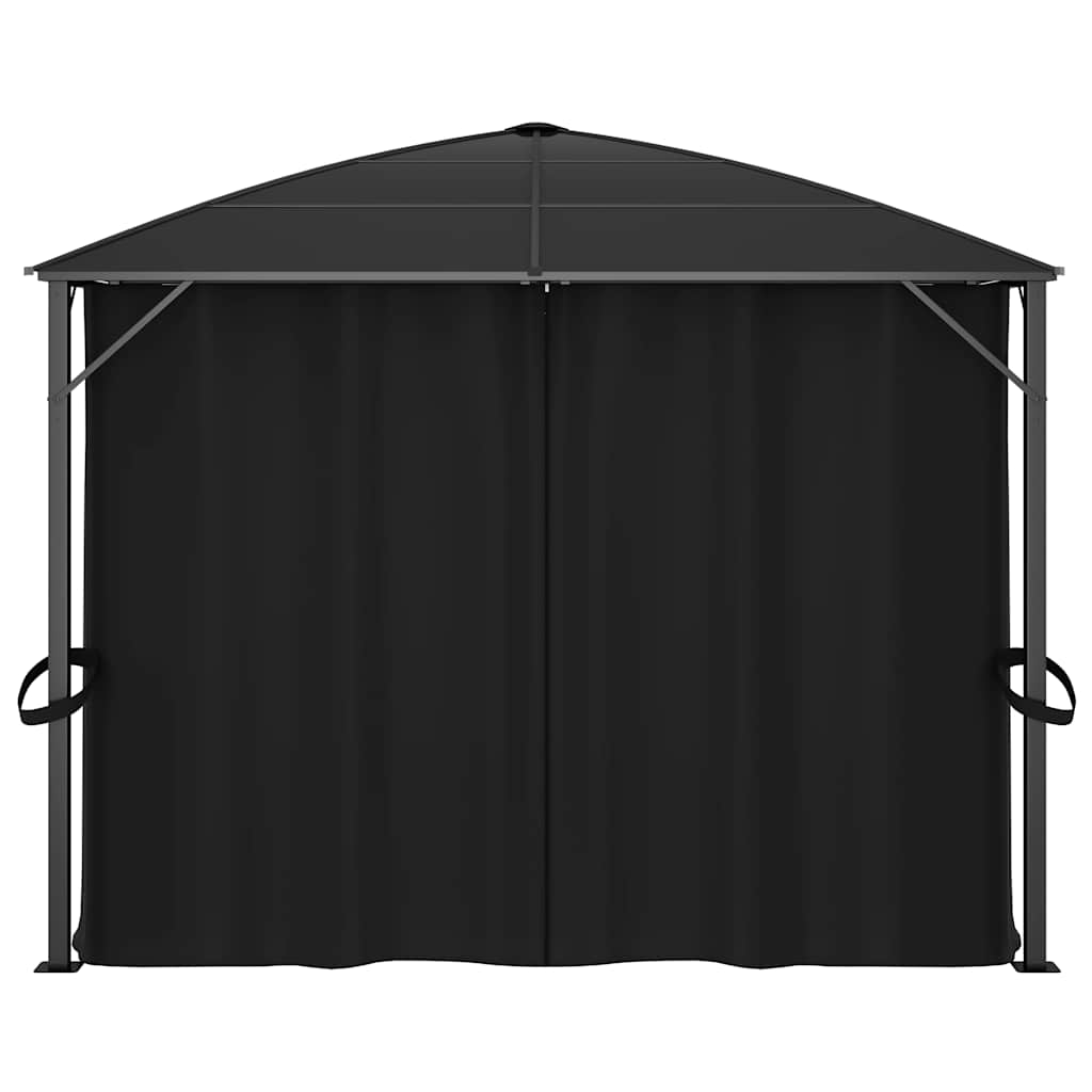 Pavillon mit Vorhängen 300 x 300 x 265 cm Anthrazit