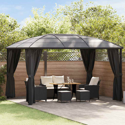 Pavillon mit Vorhängen 300 x 300 x 265 cm Anthrazit
