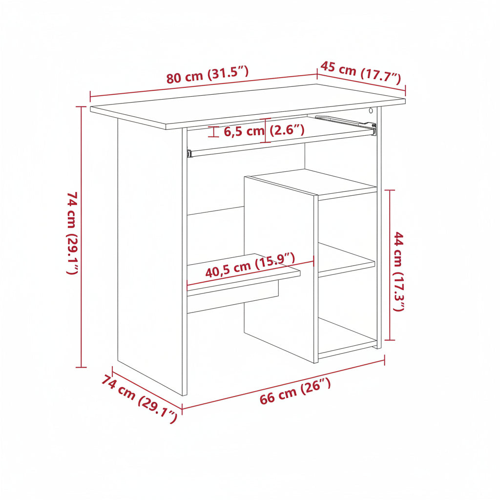 Schreibtisch Sonoma-Eiche 80X45X74 Cm Holzwerkstoff