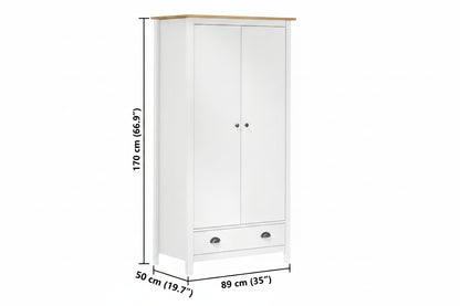Kleiderschrank mit 2 Türen Hill Weiß 89x50x170 cm Kiefernholz