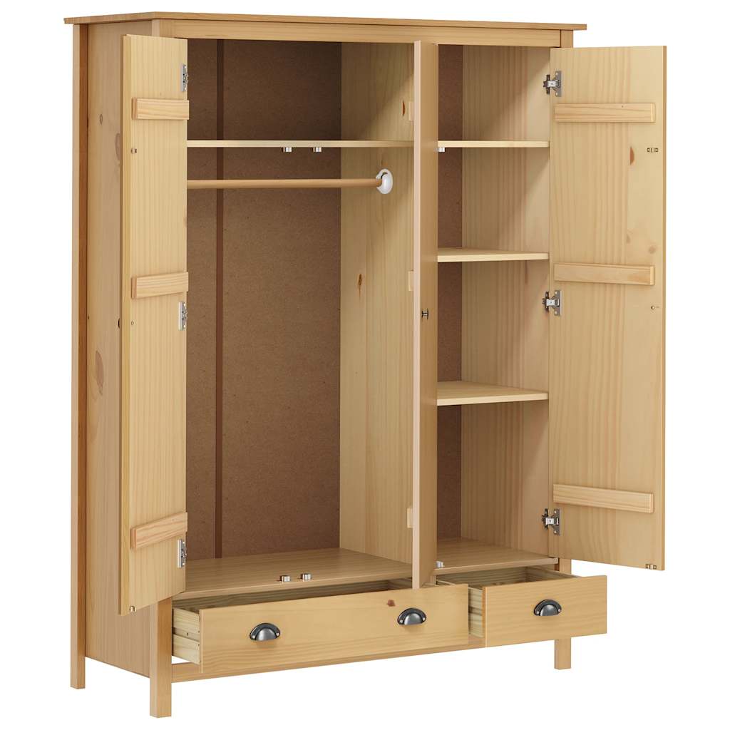 Kleiderschrank mit 3 Türen Hill Weiß 127x50x170 cm Kiefernholz