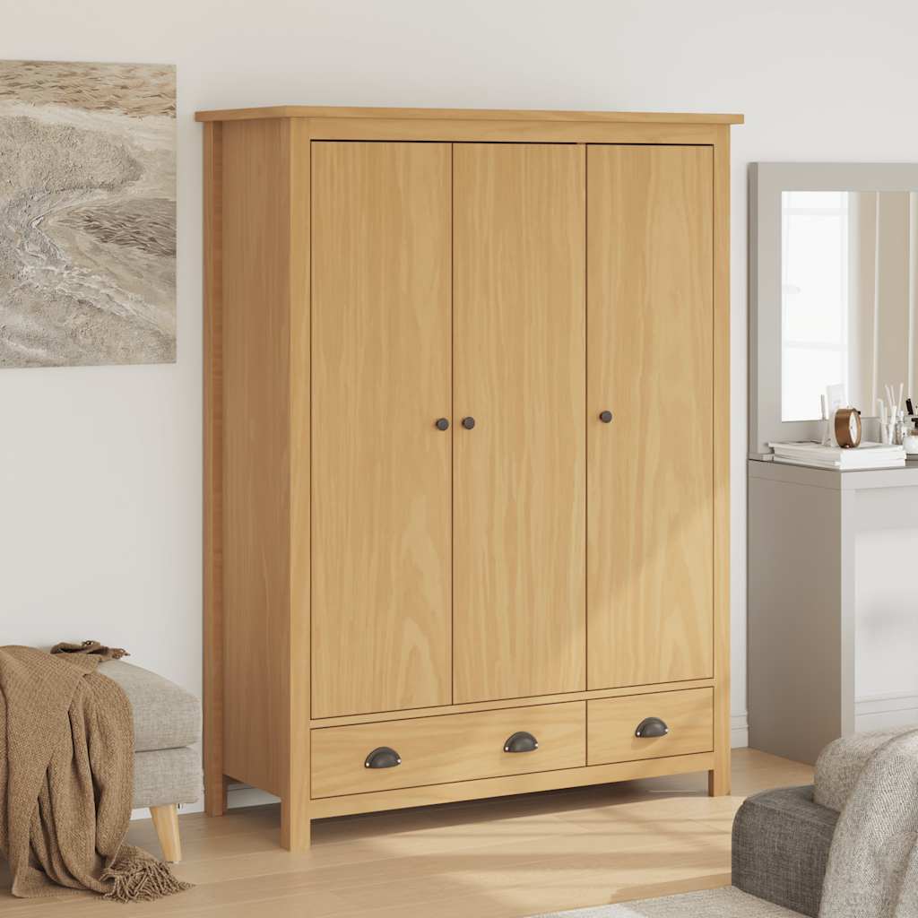 Kleiderschrank mit 3 Türen Hill Weiß 127x50x170 cm Kiefernholz