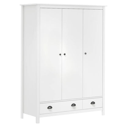 Kleiderschrank mit 3 Türen Hill Weiß 127x50x170 cm Kiefernholz