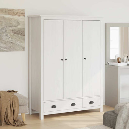 Kleiderschrank mit 3 Türen Hill Weiß 127x50x170 cm Kiefernholz