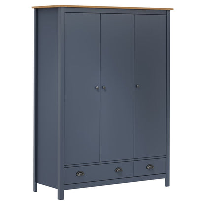 Kleiderschrank mit 3 Türen Hill Weiß 127x50x170 cm Kiefernholz