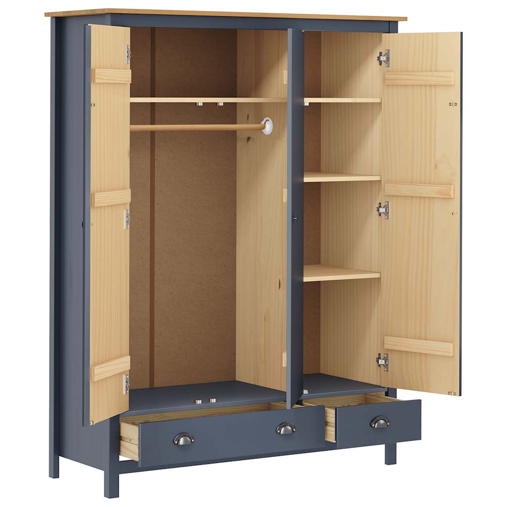 Kleiderschrank mit 3 Türen Hill Weiß 127x50x170 cm Kiefernholz