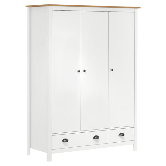 Kleiderschrank mit 3 Türen Hill Weiß 127x50x170 cm Kiefernholz