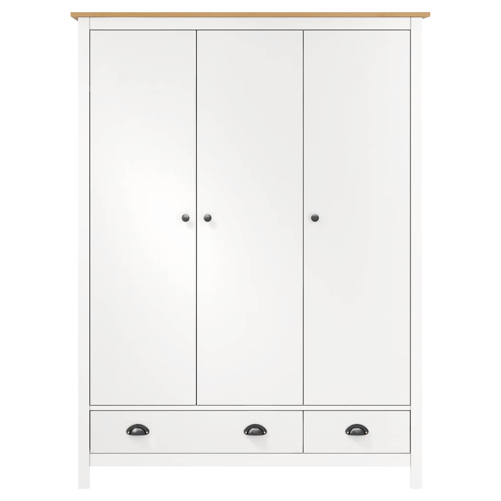 Kleiderschrank mit 3 Türen Hill Weiß 127x50x170 cm Kiefernholz
