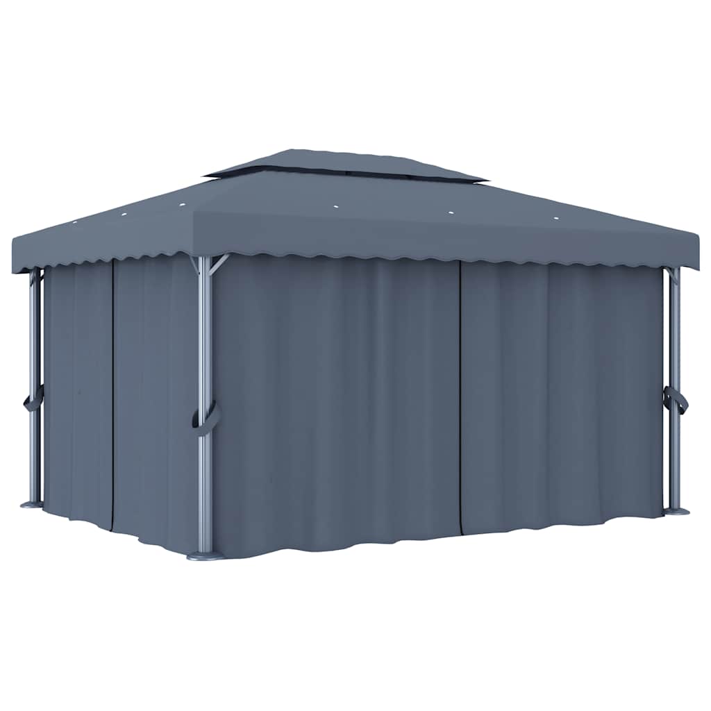 Pavillon mit Vorhang 4x3 m Cremeweiß Aluminium