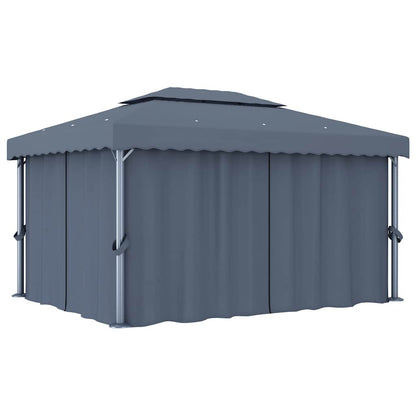 Pavillon mit Vorhang 4x3 m Cremeweiß Aluminium